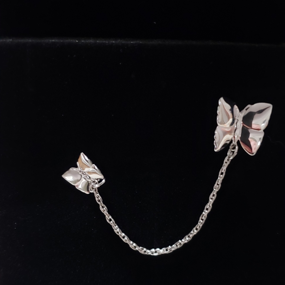 Vintage Sarah Coventry Silvertone Twin Butterfly Chained Pins/Brooch